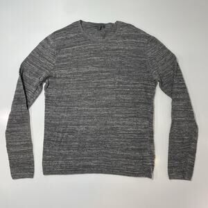 John Varvatos Erik Sweater Textured Knit Linen Cotton Blend Mens M Slim Fit Gray